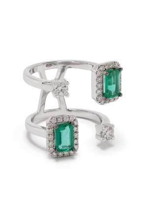 Stefere 18kt white gold diamond emerald ring - Silver