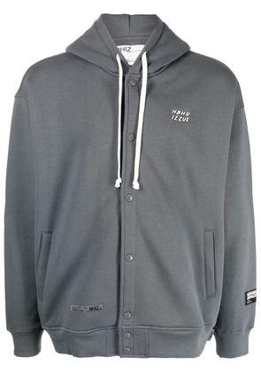 izzue graphic-print button-up hoodie - Grey