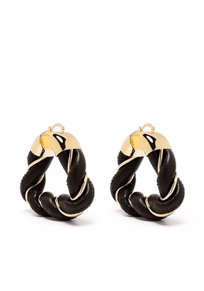 Bottega Veneta twisted triangle hoop earrings - Black
