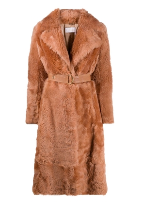 Chloé belted shearling coat - Brown