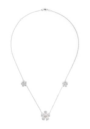 Monan 18kt white gold floral diamond necklace - Silver