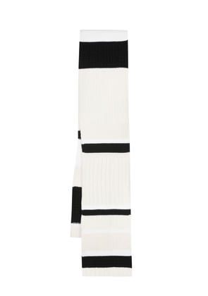 Barrie stripe-print knit scarf - White