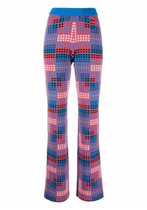 Rabanne geometric-print knitted trousers - Blue