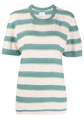 Barrie striped short-sleeve knitted top - Green