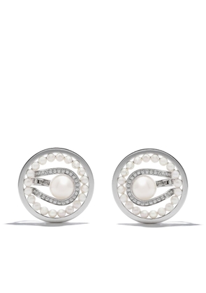 TASAKI 18kt white gold TASAKI Atelier Nacreous Akoya pearl and diamond ear clips - Silver