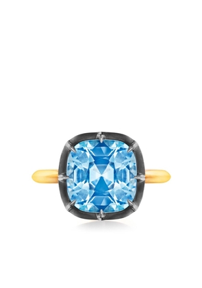 FRED LEIGHTON 18kt yellow gold and silver collet solitaire blue topaz ring