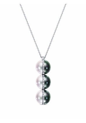 TASAKI 18kt white gold Collection Line Balance Unite pearl and diamond necklace - Silver