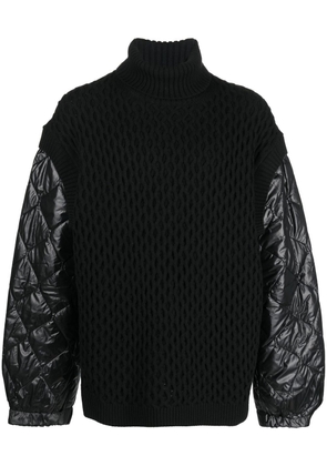 Juun.J panelled wool jumper - Black