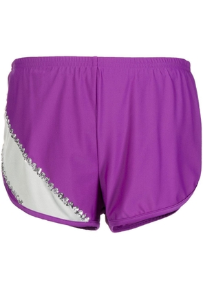 ERL sequin-embellished panelled track shorts - Purple