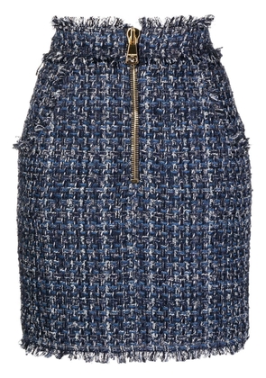 Balmain high-waisted tweed mini skirt - Blue