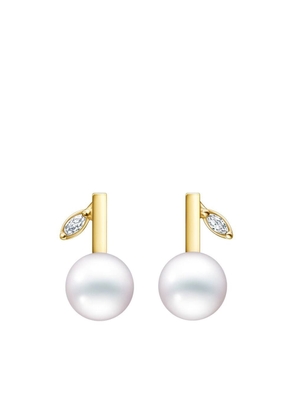 TASAKI 18kt yellow gold Kugel pearl and diamond earrings