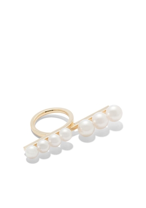 TASAKI 18kt yellow gold Collection Line Balance pearl loop ring - White
