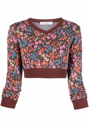 Philosophy Di Lorenzo Serafini floral-motif cropped sweater - Brown