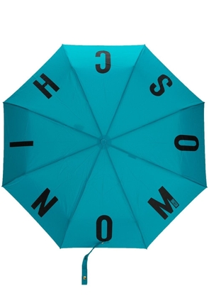 Moschino logo-print detail umbrella - Blue
