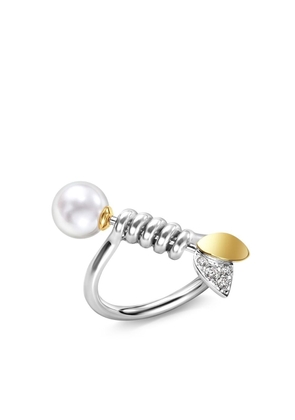 TASAKI 18kt gold M/G TASAKI Floret diamond pearl ring - Silver