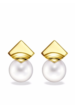 TASAKI 18kt yellow gold M/G TASAKI SQUARE LEAF freshwater pearls stud earrings