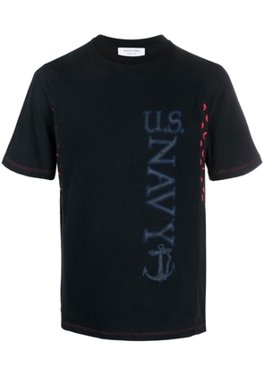 Marine Serre logo-panel T-shirt - Black