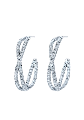 KWIAT 18kt white gold diamond Fidelity petite hoop earrings - Silver