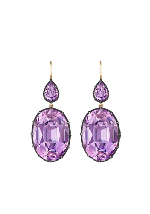FRED LEIGHTON 18kt yellow gold and silver Collect double drop amethyst earrings