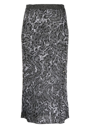 Rabanne leopard-pattern knit midi skirt - Black