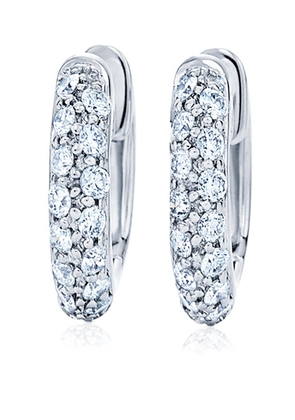 KWIAT 18kt white gold petite Moonlight pavé diamond hoop earrings - Silver