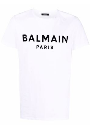 Balmain flocked-logo T-shirt - White