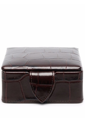 Aspinal Of London crocodile-effect leather box - Brown