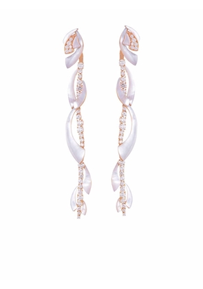 Ananya 18kt rose gold Mogra diamond and pearl drop earrings - Pink
