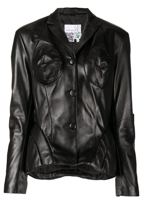 Natasha Zinko padded cone-bust leather jacket - Black
