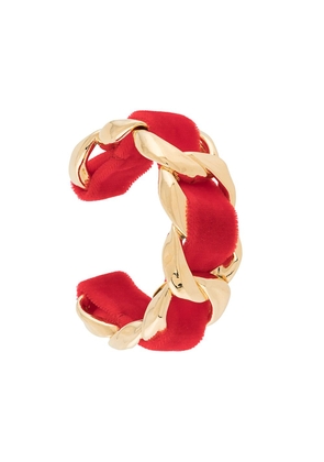 CHANEL Pre-Owned 1980s velvet and chain-link cuff - Red