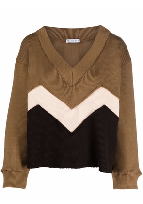 Rejina Pyo V-neck panel knit jumper - Brown