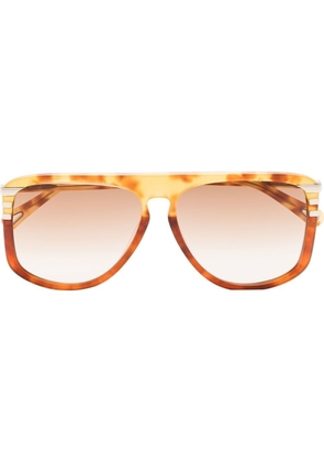 Chloé Eyewear pilot-frame tortoiseshell-effect sunglasses - Orange