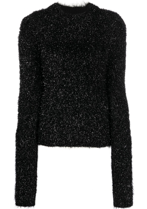 Alberta Ferretti glittered puff-sleeved jumper - Black