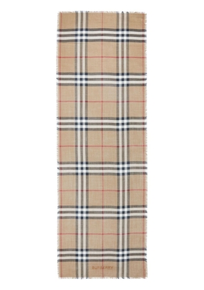 Burberry Exaggerated Check-print fine knit scarf - Brown