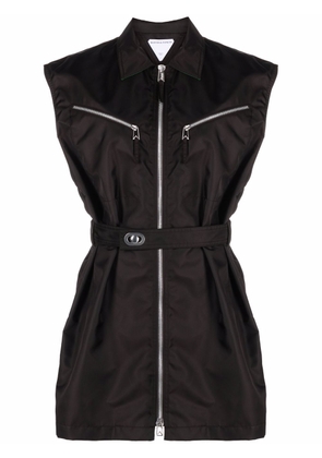 Bottega Veneta zip-up sleeveless shirtdress - Black