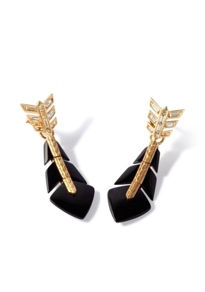 Annoushka 18kt yellow gold Deco diamond and onyx drop earrings - Black