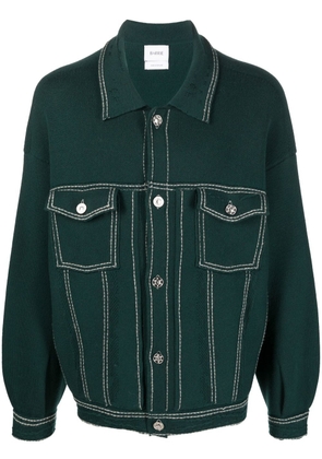 Barrie oversized contrast-stitch denim jacket - Green