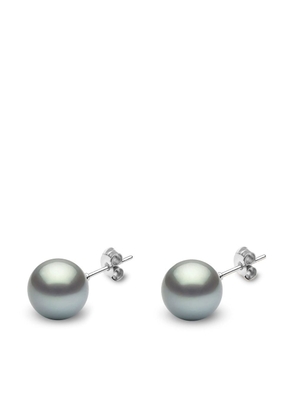 Yoko London 18kt white gold Classic 11mm grey Tahitian pearl stud earrings - Silver