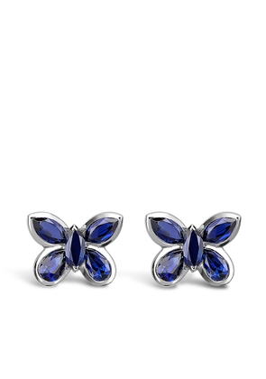 Pragnell 18kt white gold sapphire butterfly stud earrings - Silver