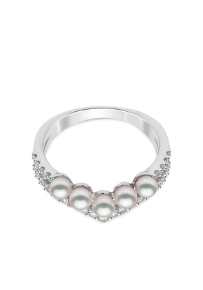 Yoko London 18kt white gold Sleek Akoya pearl diamond ring - Silver