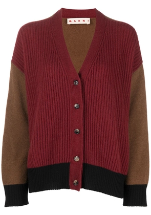Marni colour-block knitted cardigan - Red