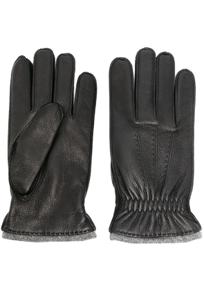 Mackintosh contrast-trim leather gloves - Black