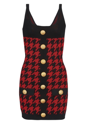 Balmain houndstooth fitted dress - Red