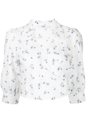 b+ab floral-print wrap shirt - White