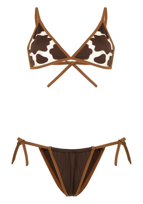 Sian Swimwear Skye cow-pattern bikini - Brown