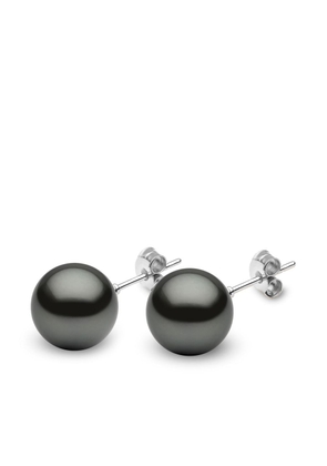 Yoko London 18kt white gold Classic 11mm Tahitian pearl stud earrings - Silver