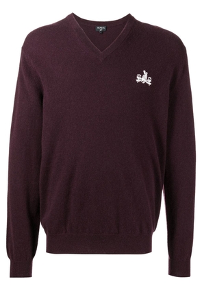 N.Peal chest logo-print knit jumper - Purple