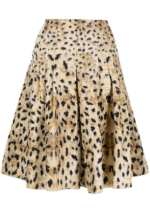 Prada Pre-Owned leopard print flared skirt - Neutrals