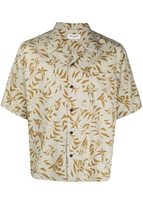Saint Laurent palm tree-print camp-collar shirt - Neutrals