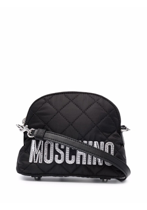 Moschino logo-patch quilted shoulder bag - Black